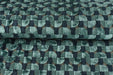 Heavy Weight Semicircle Striped Cut Velvet Upholstery Fabric For Chair|Teal Green and Blue Raised Geometric Furniture Fabric For Sofa