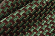 Heavy Weight Interlaced Rectangle Cut Velvet Upholstery Fabric For Chair|Green and Woody Brown Raised Geometric Furniture Fabric For Sofa