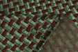 Heavy Weight Interlaced Rectangle Cut Velvet Upholstery Fabric For Chair|Green and Woody Brown Raised Geometric Furniture Fabric For Sofa