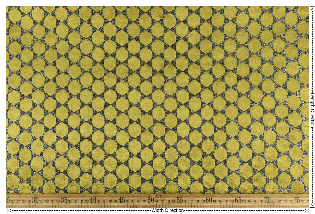 Heavy Weight Gold Raised Dot Geometric Velvet Upholstery Fabric|Minimalist Sofa Chair Reupholstery|Golden Yellow Plush Texture Fabric