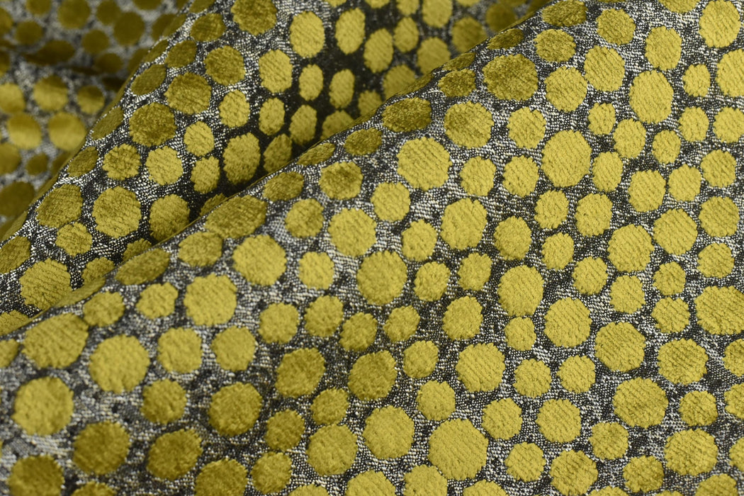 Upholsetry Cut Velvet Fabric For Chair By The Yard|Heavy Weight Gold Raised Small Dot Geometric Fabric|Minimalist Sofa Cushion Reupholstery