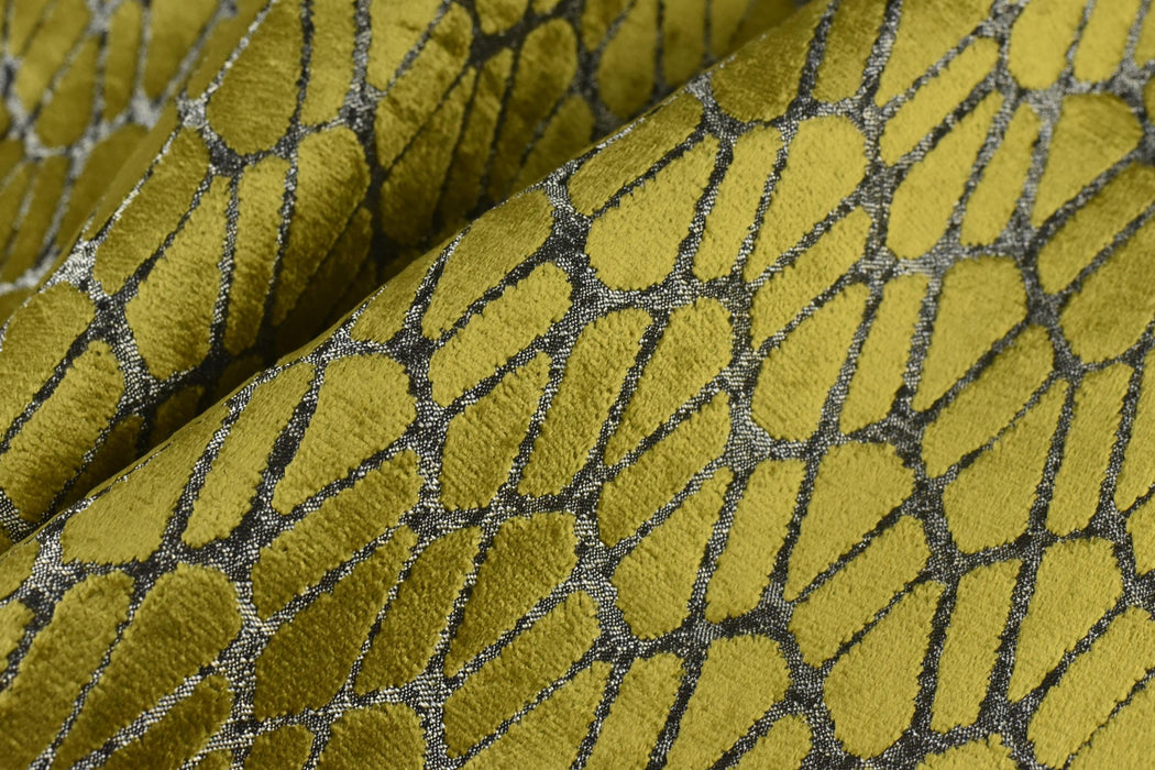 Gold Upholsetry Cut Velvet Fabric For Chair By The Yard|Heavy Weight Raised Abstract Geometric Fabric|Minimalist Sofa Cushion Reupholstery