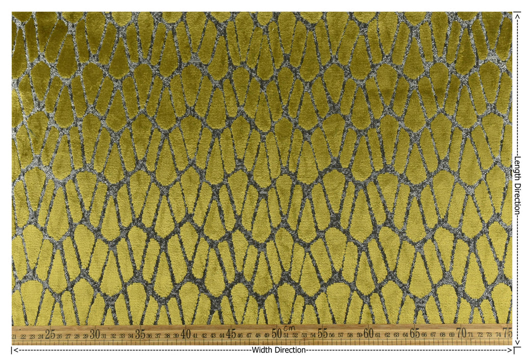 Gold Upholsetry Cut Velvet Fabric For Chair By The Yard|Heavy Weight Raised Abstract Geometric Fabric|Minimalist Sofa Cushion Reupholstery