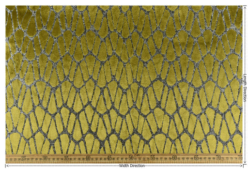 Gold Upholsetry Cut Velvet Fabric For Chair By The Yard|Heavy Weight Raised Abstract Geometric Fabric|Minimalist Sofa Cushion Reupholstery