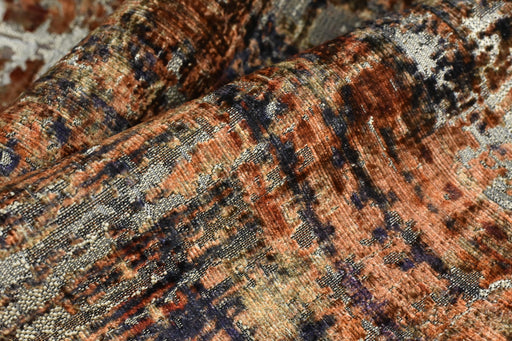 Abstract Cut Velvet Upholstery Fabric For Chair|Luxury Vintage Fabric For Chair|Rust Navy Beige Fabric For Cushion|Rustic Furniture Fabric