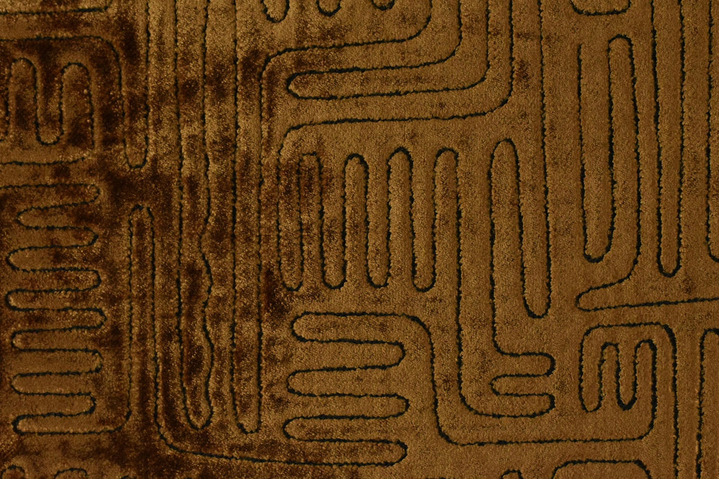 Brown Cut Velvet Upholstery Fabric|Abstract Geometric Labyrinth Velvet|Luxury Designer Furniture Fabric|Vintage Modern Home Decor Fabric
