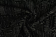 Black Cream Cut Velvet Upholstery Fabric For Chair|Abstract Geometric Labyrinth Velvet|Vintage Luxury Designer Furniture Fabric For Couch