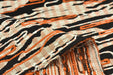 Heavyweight Abstract Geometric Black Orange Upholstery Fabric|3D Textured Woven Fabric|Linen Blend Sofa Chair Fabric|Designer Cushion Fabric