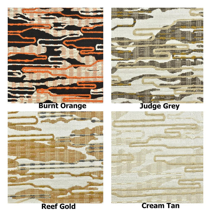 Heavyweight Abstract Geometric Black Orange Upholstery Fabric|3D Textured Woven Fabric|Linen Blend Sofa Chair Fabric|Designer Cushion Fabric