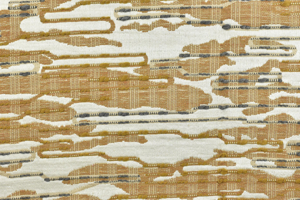 Heavyweight Abstract Geometric Black Orange Upholstery Fabric|3D Textured Woven Fabric|Linen Blend Sofa Chair Fabric|Designer Cushion Fabric