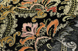 Clearance Sale!Heavy Weight Vintage Gold Rust Blue Damask Floral Embroidered Black Cut Velvet Upholstery Fabric|Luxury Baroque Floral Fabric