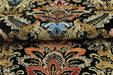 Clearance Sale!Heavy Weight Vintage Gold Rust Blue Damask Floral Embroidered Black Cut Velvet Upholstery Fabric|Luxury Baroque Floral Fabric