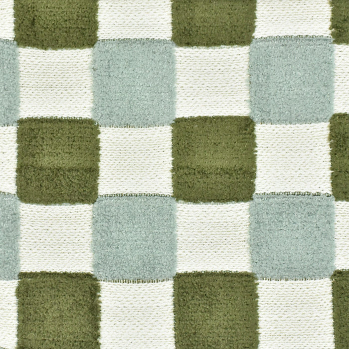 Heavyweight Vintage Blue and Green Checkerboard Cut Velvet Upholstery Fabric|Retro Modern Geometric Chair Fabric|Durable Furniture Fabric