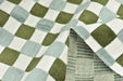 Heavyweight Vintage Blue and Green Checkerboard Cut Velvet Upholstery Fabric|Retro Modern Geometric Chair Fabric|Durable Furniture Fabric