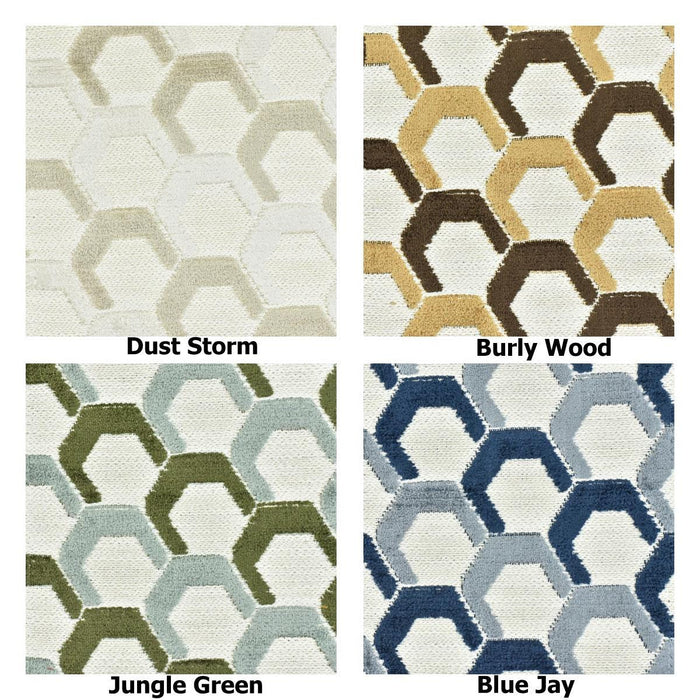 Heavy Weight Green and Blue Cut Velvet Upholstery Fabric|Hexagon Geometric Pattern|Modern Accent Sofa Fabric|Chair Furniture Upholstery