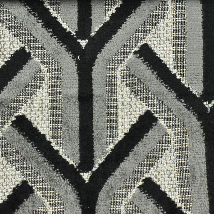 Heavy Weight Black Grey Chevron Raised Cut Velvet Upholstery Fabric|Vintage Geometric Sofa Fabric|Modern Art Deco Furniture Upholstery