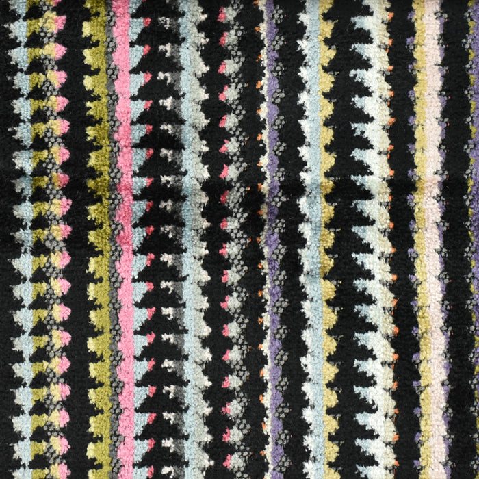 Heavy Weight Colorful Boho Zig Zag Striped Cut Velvet Upholstery Fabric|Vintage Geometric Sofa Fabric|Multicolor Textured Furniture Fabric