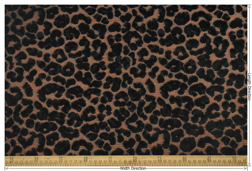 Heavy Weight Black Raised Leopard Cut Velvet Upholstery Fabric For Chair|Cheetah Abstract Geometric Animal Luxury Furniture Fabric For Couch