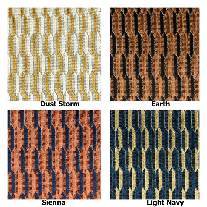 Heavy Weight Mid-Century Modern Striped Geometric Cut Velvet Upholstery Fabric For Chair|Earth Tone Sofa Armchair Reupholsetry