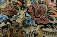 Clearance Sale!Heavy Weight Vintage Gold Rust Blue Damask Floral Embroidered Black Cut Velvet Upholstery Fabric|Luxury Baroque Floral Fabric