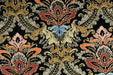Clearance Sale!Heavy Weight Vintage Gold Rust Blue Damask Floral Embroidered Black Cut Velvet Upholstery Fabric|Luxury Baroque Floral Fabric