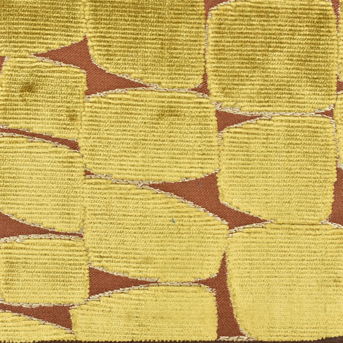 Heavy Weight Retro Gold Yellow Geometric Cut Velvet Upholstery Fabric For Chair|Vintage Modern Stylish Velvet For Sofa Couch Pillow