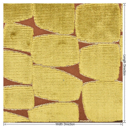 Heavy Weight Retro Gold Yellow Geometric Cut Velvet Upholstery Fabric For Chair|Vintage Modern Stylish Velvet For Sofa Couch Pillow