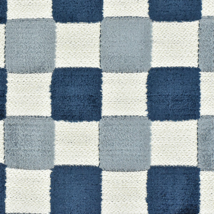 Heavyweight Vintage Blue and Green Checkerboard Cut Velvet Upholstery Fabric|Retro Modern Geometric Chair Fabric|Durable Furniture Fabric
