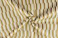 Heavy Weight Gold Cream Mid-Century Modern Striped Geometric Cut Velvet Upholstery Fabric For Chair|Durable Sofa Armchair Reupholsetry