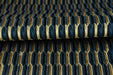 Heavy Weight Navy Blue Gold Mid-Century Modern Striped Geometric Cut Velvet Upholstery Fabric For Chair|Durable Sofa Armchair Reupholsetry