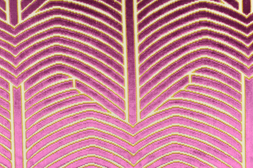 Heavy Weight Purple Magenta and Gold Geometric Cut Velvet Upholstery Fabric For Chair Pillow|High End Sofa Furniture Reupholstery Fabric