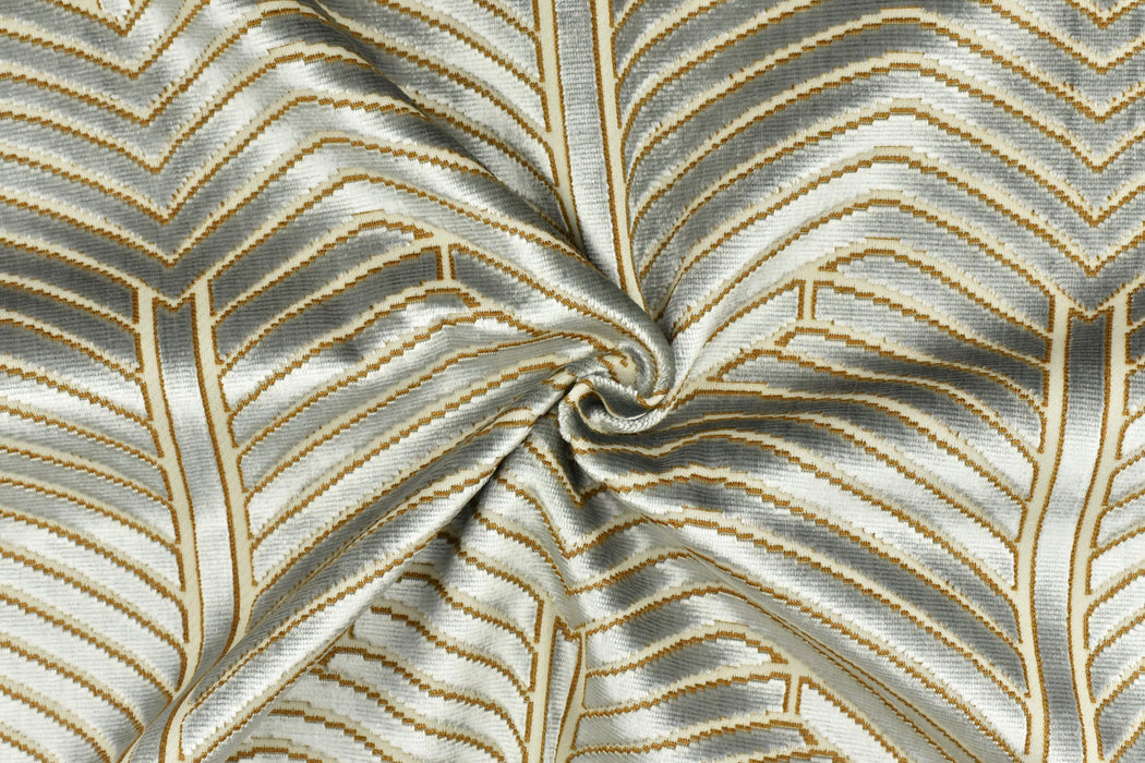Heavy Weight Pale Blue and Gold Geometric Cut Velvet Upholstery Fabric For Chair Pillow|High End Sofa Furniture Reupholstery Fabric