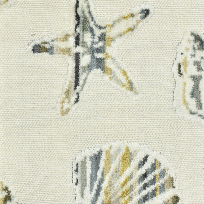 Heavy Weight Coastal Cut Velvet Upholstery Fabric For Chair|Fun Starfish Seashell Fabric|Accent Sofa Material|Beach House Decor Fabric