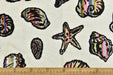 Heavy Weight Coastal Cut Velvet Upholstery Fabric For Chair|Fun Starfish Seashell Fabric|Accent Sofa Material|Beach House Decor Fabric