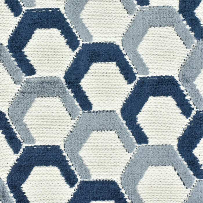 Heavy Weight Green and Blue Cut Velvet Upholstery Fabric|Hexagon Geometric Pattern|Modern Accent Sofa Fabric|Chair Furniture Upholstery