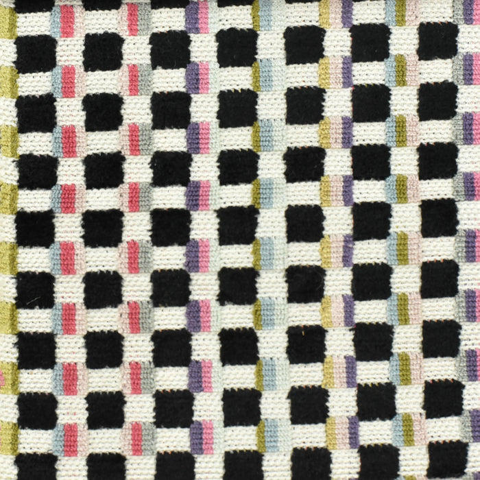 Heavy Weight Colorful Grid Cut Velvet Upholstery Fabric For Chair|Retro Geometric Fabric|Multicolor Boho Check Pattern Furniture Fabric