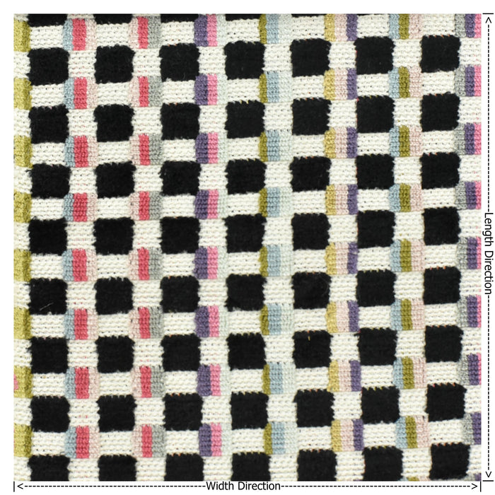 Heavy Weight Colorful Grid Cut Velvet Upholstery Fabric For Chair|Retro Geometric Fabric|Multicolor Boho Check Pattern Furniture Fabric