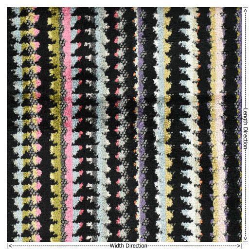 Heavy Weight Colorful Boho Zig Zag Striped Cut Velvet Upholstery Fabric|Vintage Geometric Sofa Fabric|Multicolor Textured Furniture Fabric