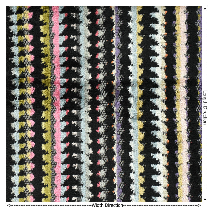 Heavy Weight Colorful Boho Zig Zag Striped Cut Velvet Upholstery Fabric|Vintage Geometric Sofa Fabric|Multicolor Textured Furniture Fabric