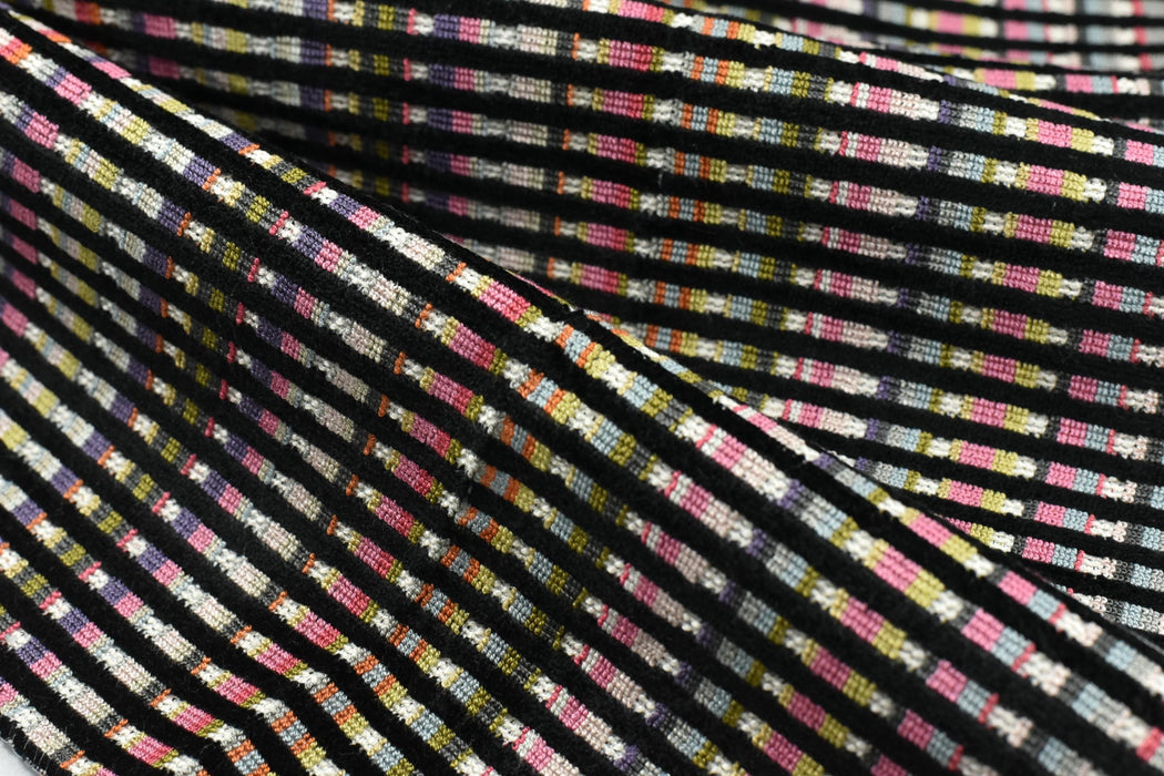 Heavy Weight Colorful Striped Cut Upholstery Velvet Fabric|Chartreuse Green Orange Purple Mustard Boho Geometric Fabric For Sofas,Armchairs