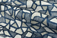 Heavy Weight Navy Blue Modern Abstract Geometric Cut Velvet Fabric For Chair|Durable Textured Coastal Home Decor Furniture Reupholstery
