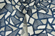 Heavy Weight Navy Blue Modern Abstract Geometric Cut Velvet Fabric For Chair|Durable Textured Coastal Home Decor Furniture Reupholstery