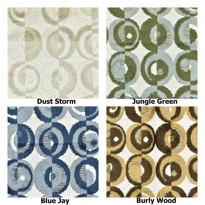 Mid Century Modern Abstract Geometric Circles Cut Velvet Upholstery Fabric For Chair|Golden Brown Beige|Heavy Weight for Sofas
