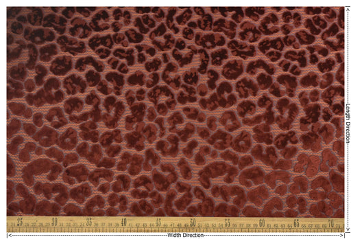 Heavy Weight Red Raised Leopard Cut Velvet Upholstery Fabric For Chair|Cheetah Abstract Geometric Animal Luxury Furniture Fabric For Couch