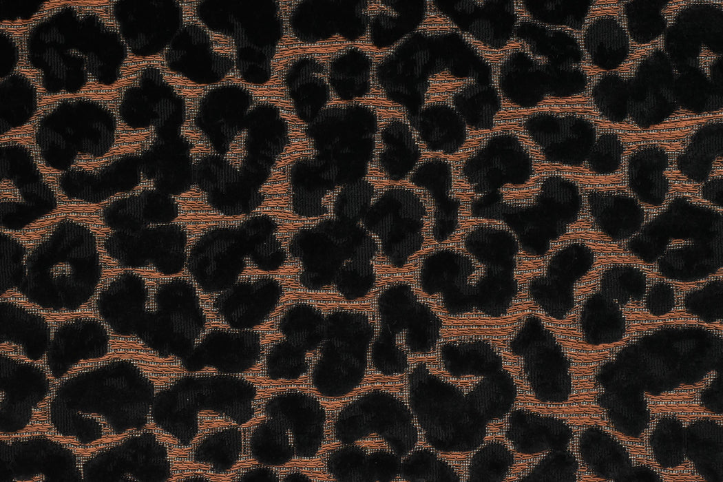 Heavy Weight Black Raised Leopard Cut Velvet Upholstery Fabric For Chair|Cheetah Abstract Geometric Animal Luxury Furniture Fabric For Couch