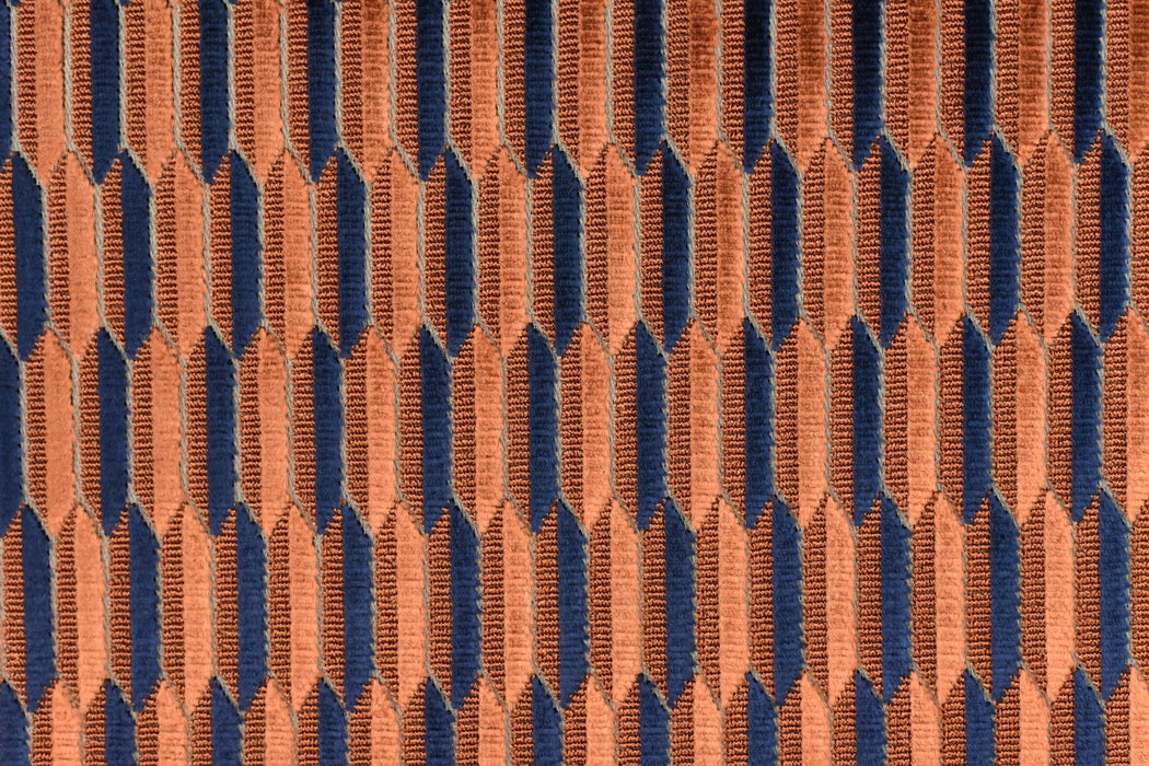 Heavy Weight Mid-Century Modern Striped Geometric Cut Velvet Upholstery Fabric For Chair|Earth Tone Sofa Armchair Reupholsetry