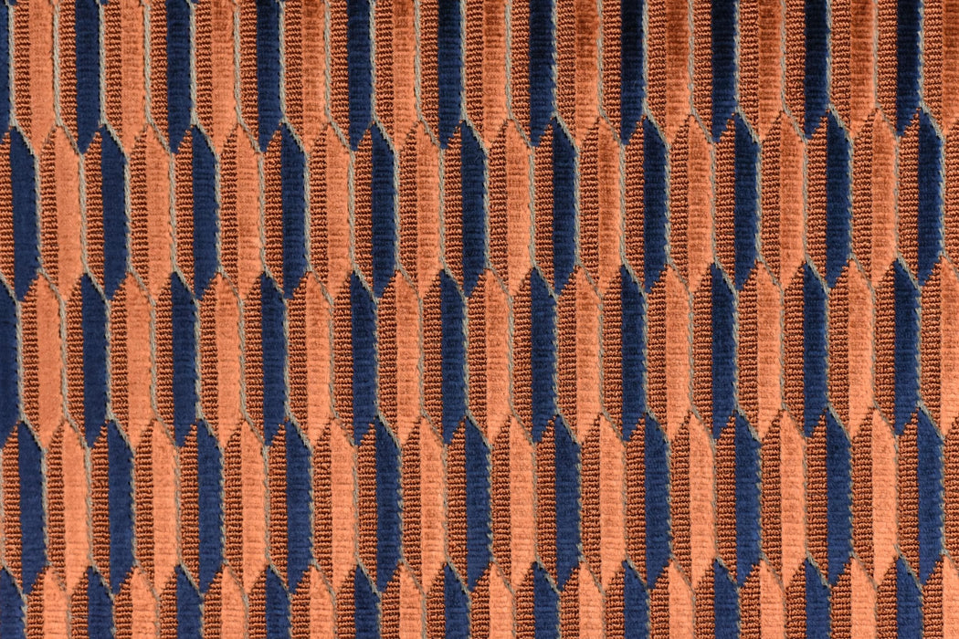 Heavy Weight Mid-Century Modern Striped Geometric Cut Velvet Upholstery Fabric For Chair|Earth Tone Sofa Armchair Reupholsetry