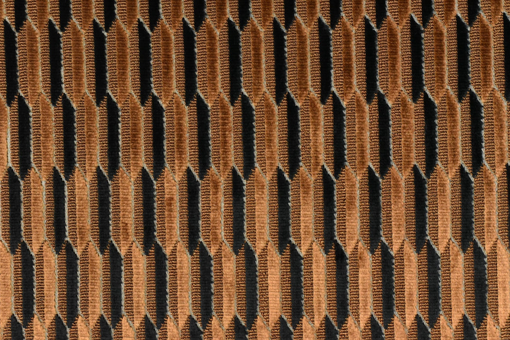 Heavy Weight Mid-Century Modern Striped Geometric Cut Velvet Upholstery Fabric For Chair|Earth Tone Sofa Armchair Reupholsetry
