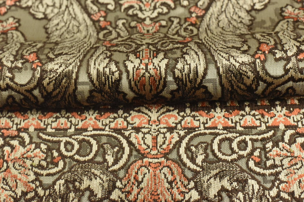 Mid Century Modern Heavy Weight Vintage Baroque Geometric Floral Cut Velvet Jacquard Fabric For Ottomans|Chair Reupholstery Material