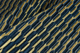 Heavy Weight Navy Blue Gold Mid-Century Modern Striped Geometric Cut Velvet Upholstery Fabric For Chair|Durable Sofa Armchair Reupholsetry